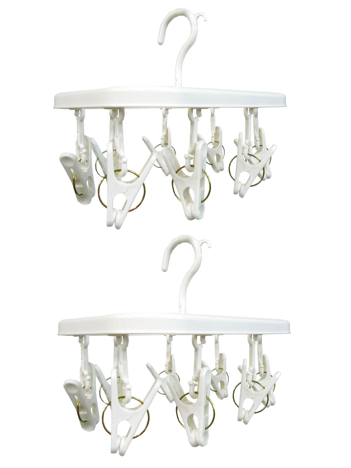 OHE Laundry Clothes Dryer, White, Height 5.7 x Width 7.9 x Height 6.7 inches (14.5 x 20 x 17 cm), Hanger HOS Mini Hanger, White, 8 Pinch, Set of 2