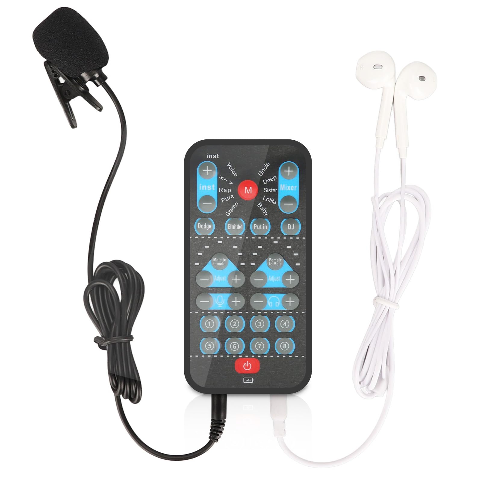 Handheld Voice Changer, 10Modes+8Effects Multifunctional Handheld Microphone Voice Changer Sound Effects Machine, for Mobile Phone, DJ, Music Studio Recording, etc.