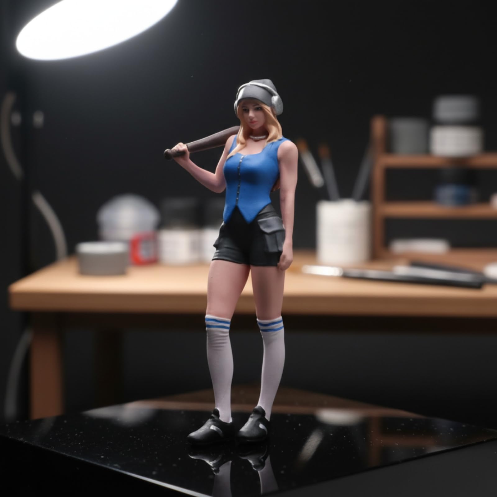 Miniatur Figur Harz Mädchen Sammelfigur Handbemalte Dekofigur Detailreiche Bemalte Miniatur für Sammler Schaufenster Schreibtisch Geeignet, 1/24 Fein Bemalt Mit Gesichtszügen