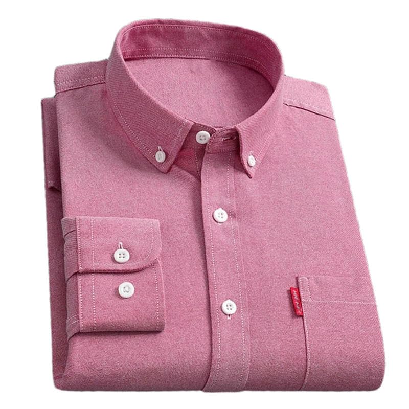 Chemises à manches longues homme coton uni vêtement de mi-saison coupe droite classique