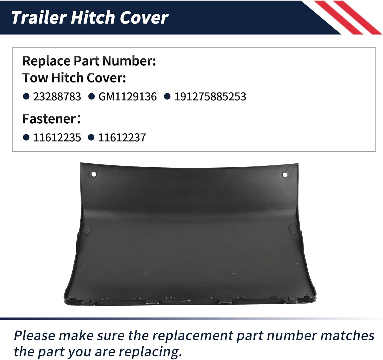 Trailer Hitch Cover GM1129136 Compatible with Chevy Traverse L/LS/RS/LT Cloth/LT Leather/LT True North 2018 2019 2020 2021 Select Model 23288783 Tow Hitch Cover with Fastener