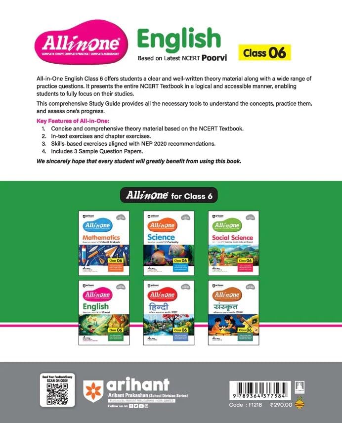Image of All In One English Class 6th Based On NCERT For CBSE Exams 2025 | Mind map | All type of Questions, MCQs, Extract Based, VSA, SA & LA