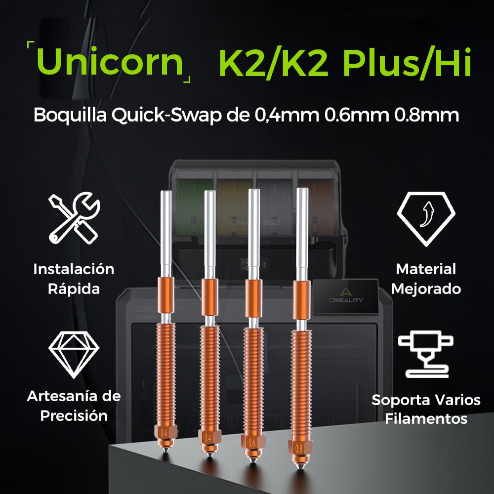 Creality K2/K2 Plus/Hi Combo Düsen Kit（0.4 0.6 0.8mm 4PCS）und Extruder Kit