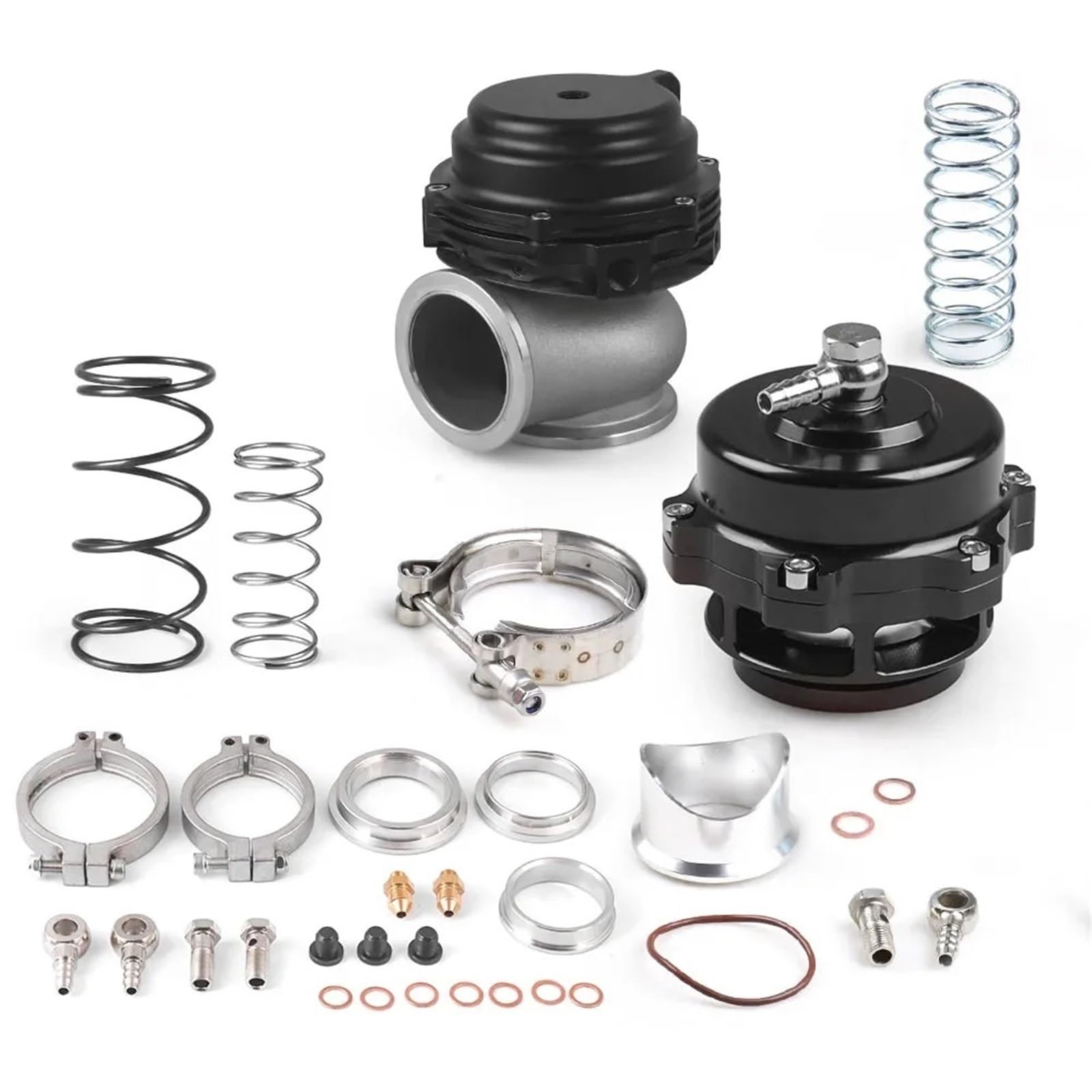 Blow Off Valve Do kolektora turbosprężarki Wastegate Zewnętrzny zawór upustowy z kołnierzem w kształcie litery V i zaworem odcinającym BOV Combo Turbo0 Turbo Splitter Zawór(Black)