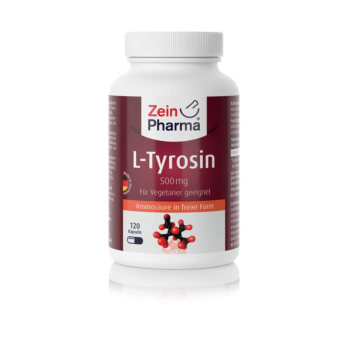 Zein Pharma L-Tyrosine, 500 mg, 120 caps, 100 g
