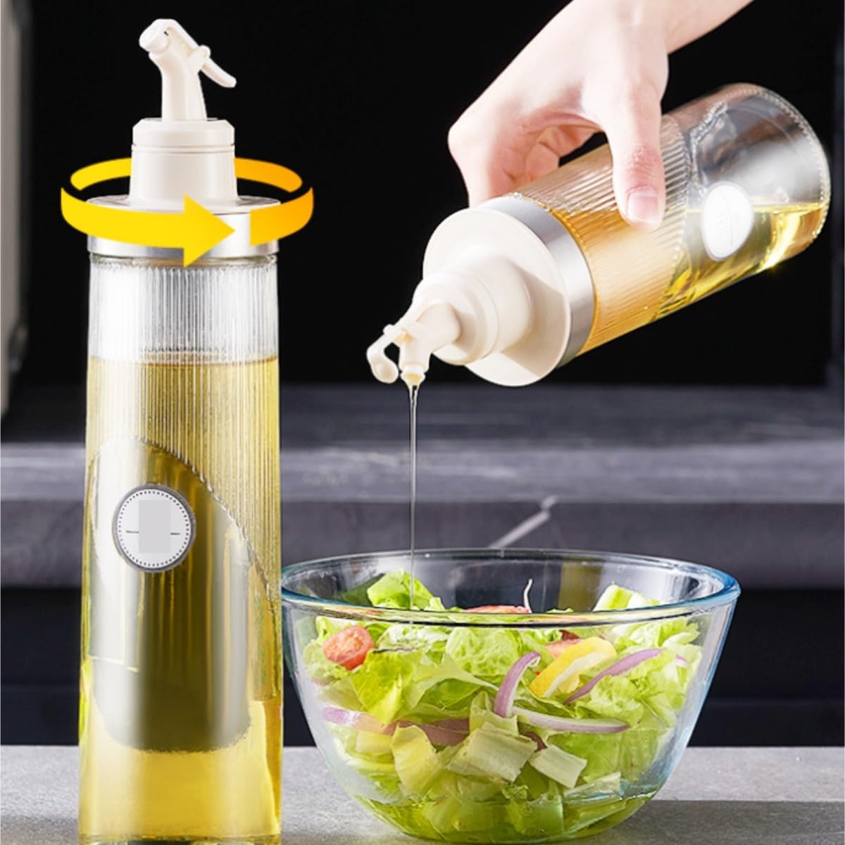 Set di 3 dispenser di olio in vetro, 22 cm, bottiglie di aceto e salsa di soia eleganti vasi per condimenti per cucinare design senza appendere, perfetto per chef domestici