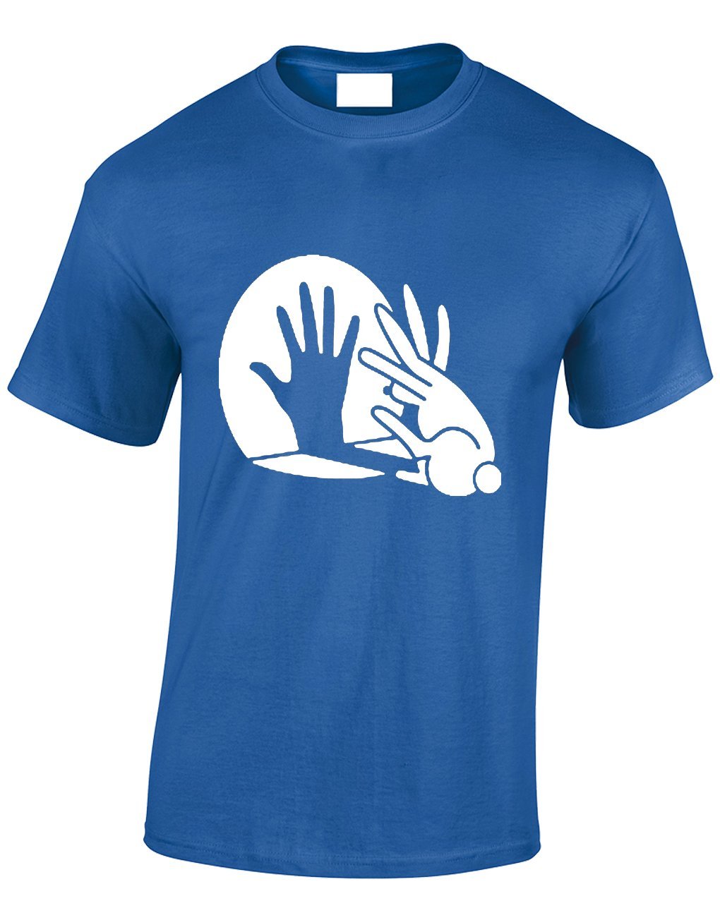 Crown Designs Rabbit Hand Shadow Puppet Funny Cool for Men & Teenagers T-Shirts Tops - Royal/Medium