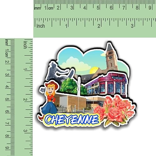 Vista 3 de Cheyenne Wyoming USA Imanes para refrigerador Productos de madera 3D Productos de madera resistentes a la fricción Recuerdos de viaje Decoración
