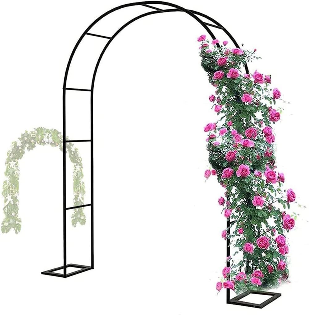 N A Black Metal Garden Arbor Arch, Steel Frame Garden Arch for Climbing Plants, Roses, Great for Backyard, Lawn, Patio, Courtyard, Wedding Decorations,W2.4M*H2.2M