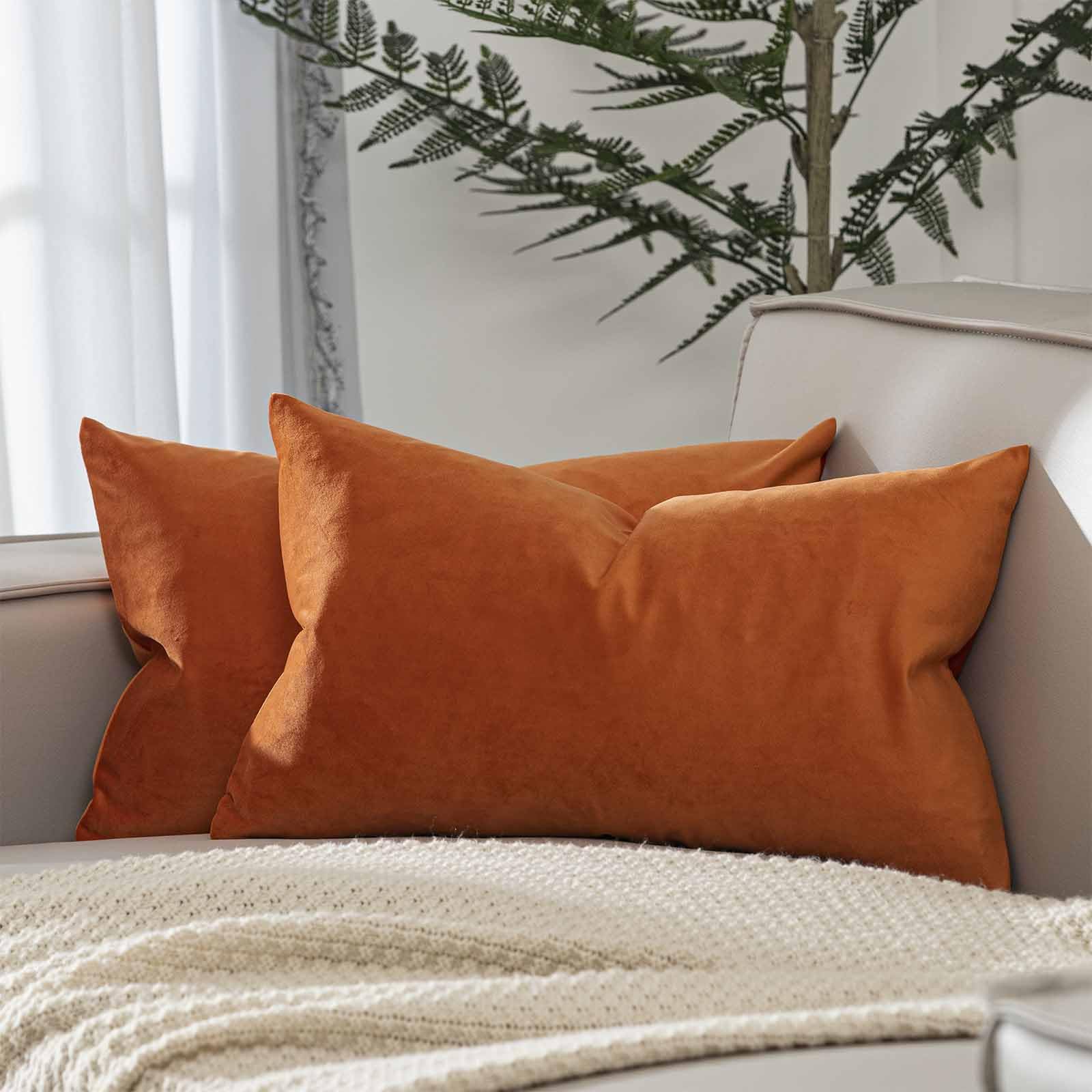 JUSPURBET 16x24 Decorative Velvet Throw Pillow Covers Set of 2,Burnt Orange — image 1
