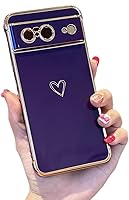 Vista 52 de ZTOFERA Funda diseñada para Google Pixel 7a, bonito diseño de corazones de amor con borde chapado y protección de lente de cámara, para Google Pixel
