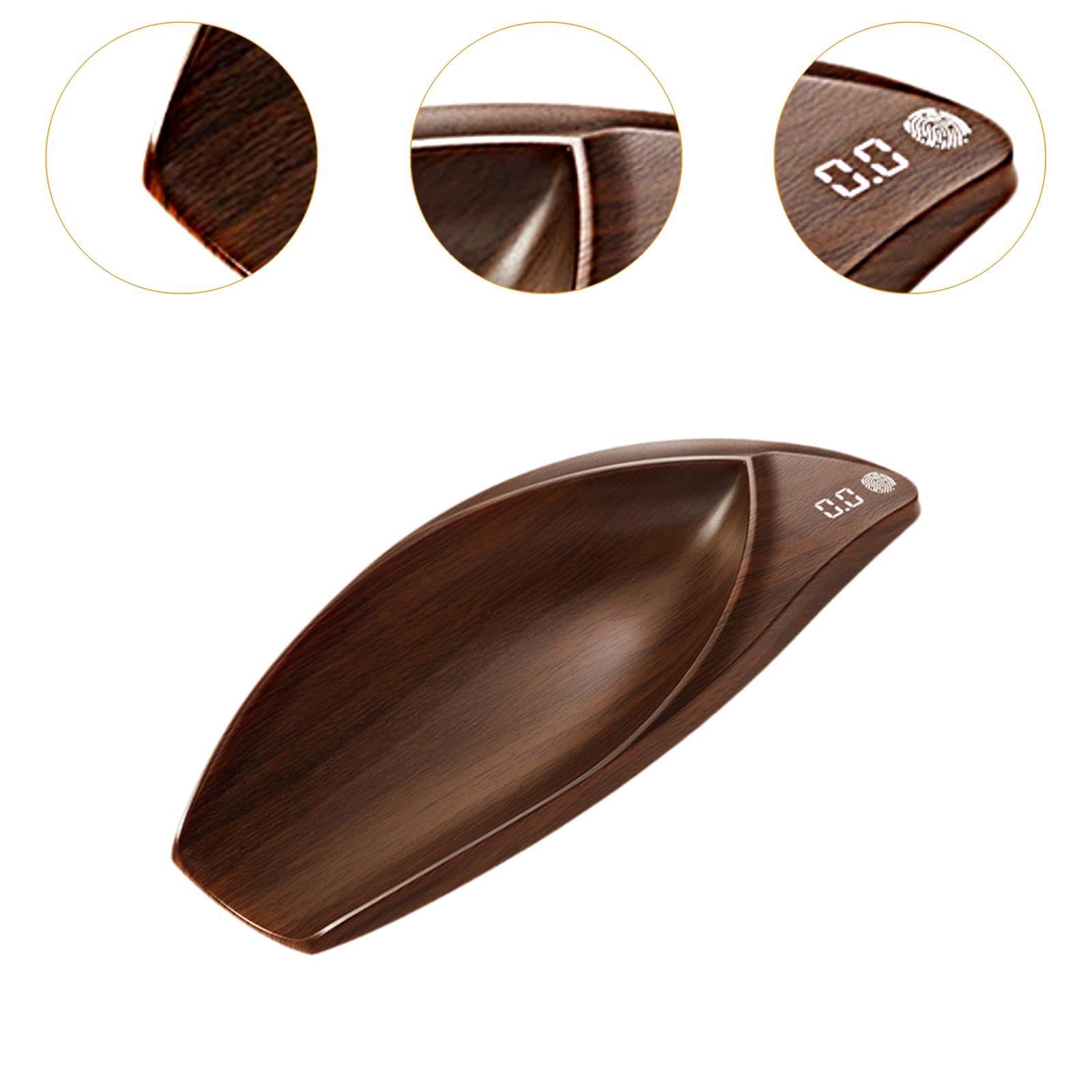 perfk Digitalwaage Miniwaage 200G/0,1G Geschenk Multiuse Küchenwaage Elektronische Kaffeewaage Holz Elektronische Teewaage Büro Zuhause, Braun