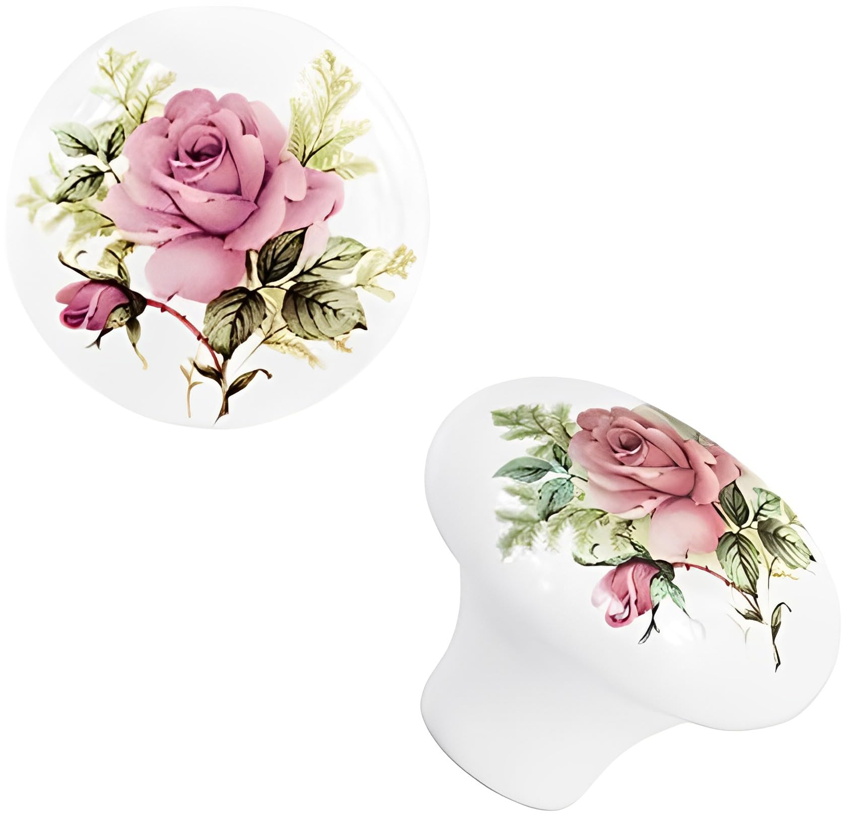 Ceramiczne gałki do szuflad w stylu vintage, 8 sztuk (37 mm, białe)