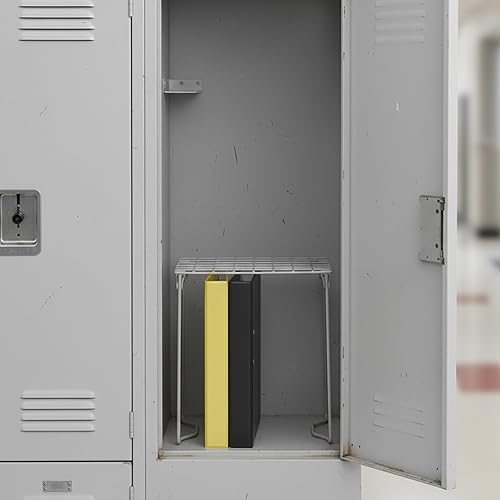 Miniatura 5 de Honey-Can-Do Estante apilable de alambre de acero, organizador de almacenamiento de metal plateado, inserto de casillero de escuela y gimnasio