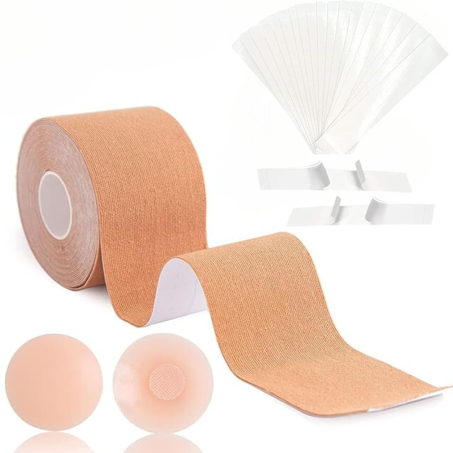 Women's Wide Body Boobs Tape Highly Sticky Clothing Tapes for Backless & Strapless Dresses with Adhesive Stick-On Nipple Cover Pads with Double Sided Shoulder Straps Tape-image-1