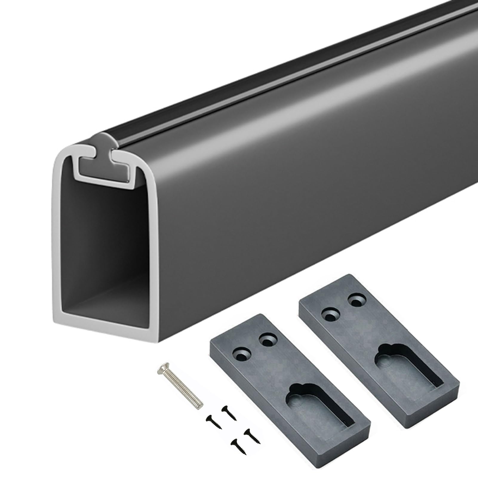 Jvnalwnkv Gray Stainless Steel Clothes Bar Hanging Pole ，Closet Rod Support Poles ，Wardrobe With Flanges & Screws, Metal Closet Drying