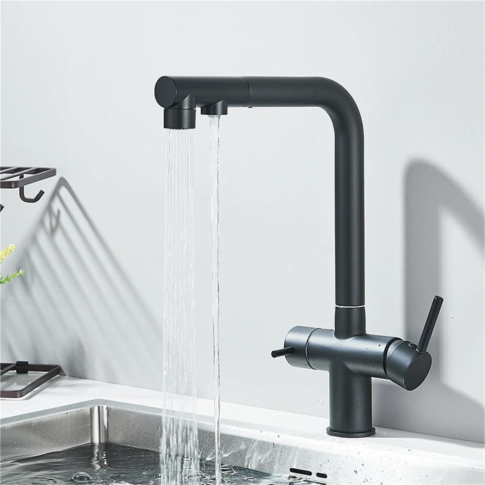 Grifo de cocina y baño de doble manija de metal