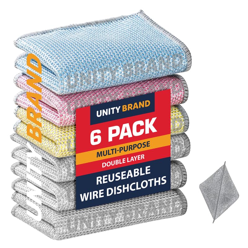 Unity Brand Steel Scrubber for Utensils Non Scratch Dish Wash Cloth Scrubber for Kitchen Steel Wire Dish Cloth Utensil Cleaner Scrub Dish Washing Cloth Wire Dishwashing Rags Wet/Dry (6 PCS Multicolor) (B0D9Q9G6LF) Amazon Price History, Amazon Price Tracker