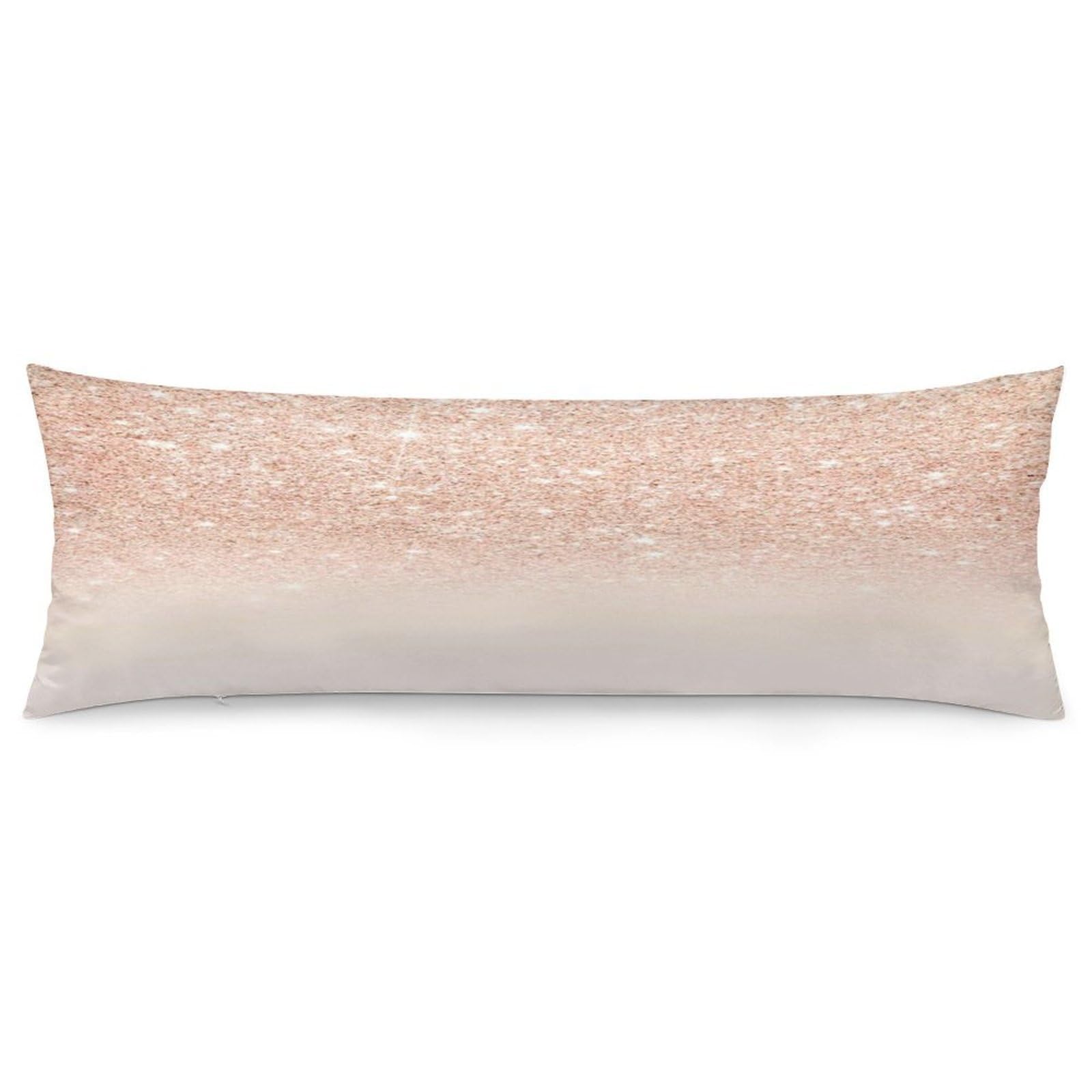 Rose Gold Faux Glitter Body Pillow Cover Soft Full Long Pillow Cover Decorative Large Pillow Case Cozy Body Pillow Pillowcase Pillow Shams for Bed Sofa Couch Room Decor 18.9 X 53 Inch