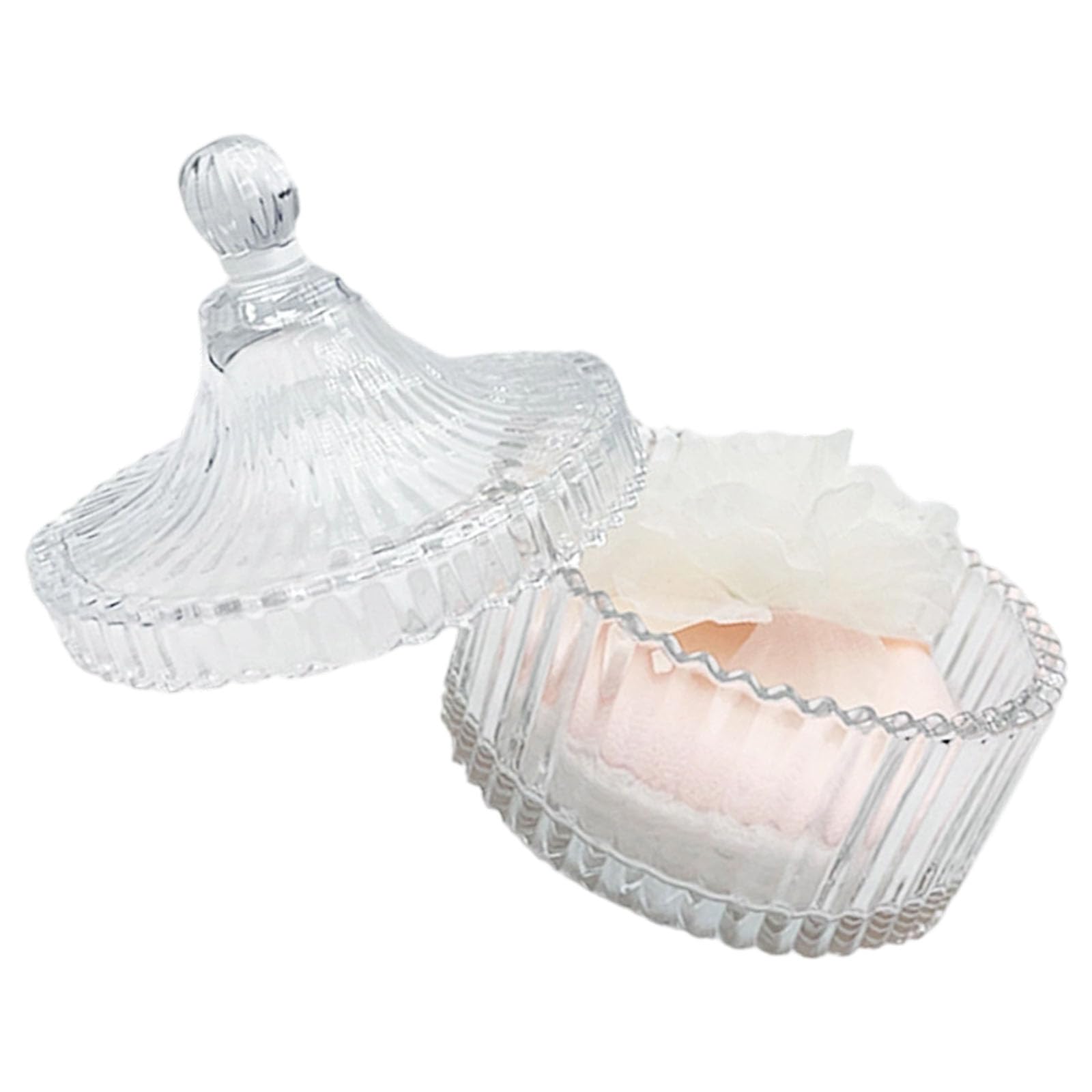 Elnwnnkc Decorative Flower Oriented Glass Cosmetic Jar with Recyclable Powder Breath for Gentle Application Double Partial Makeup Breath Planner