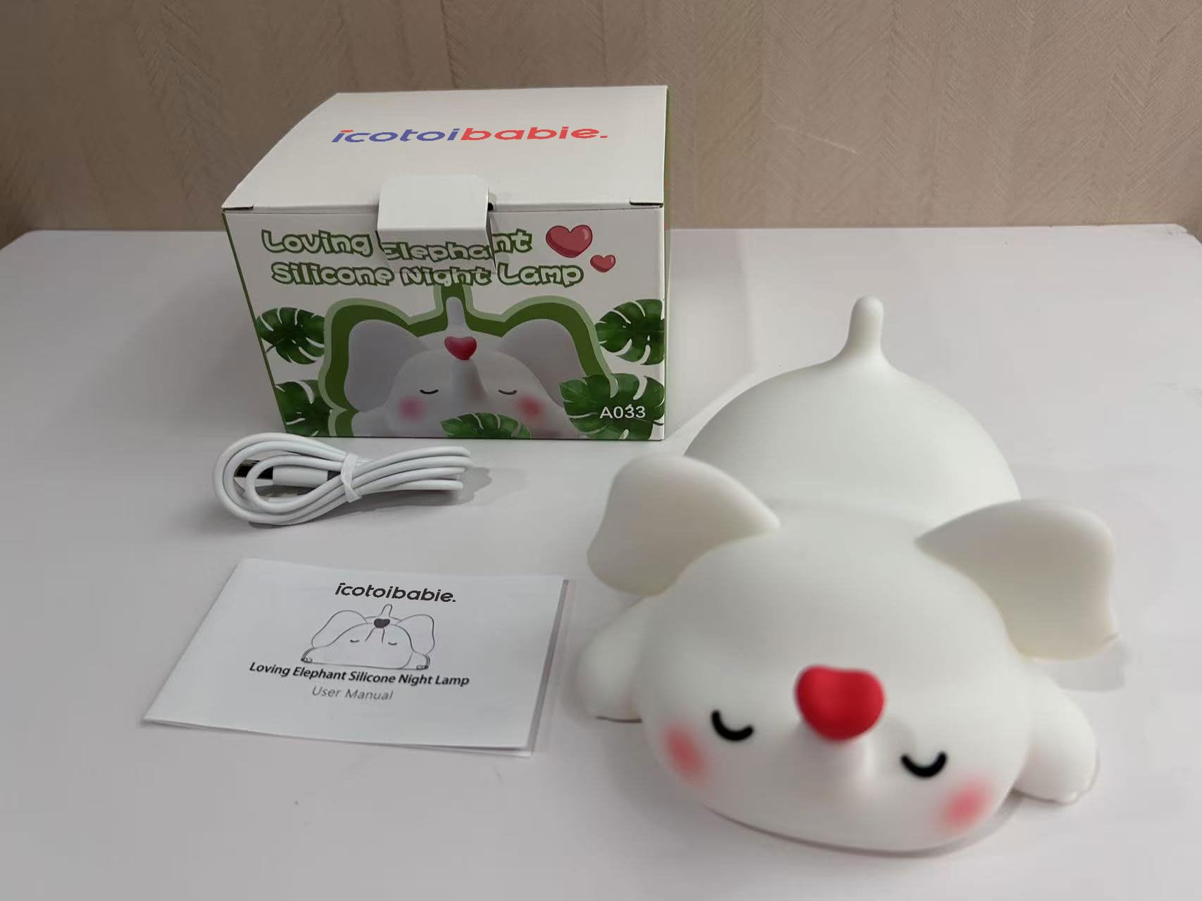 Simpatica luce notturna a forma di elefante, per bambini, a LED, a luminosità calda, per l'allattamento, 3 livelli, dimmerabile, luce notturna morbida per decorazione della stanza, lampada