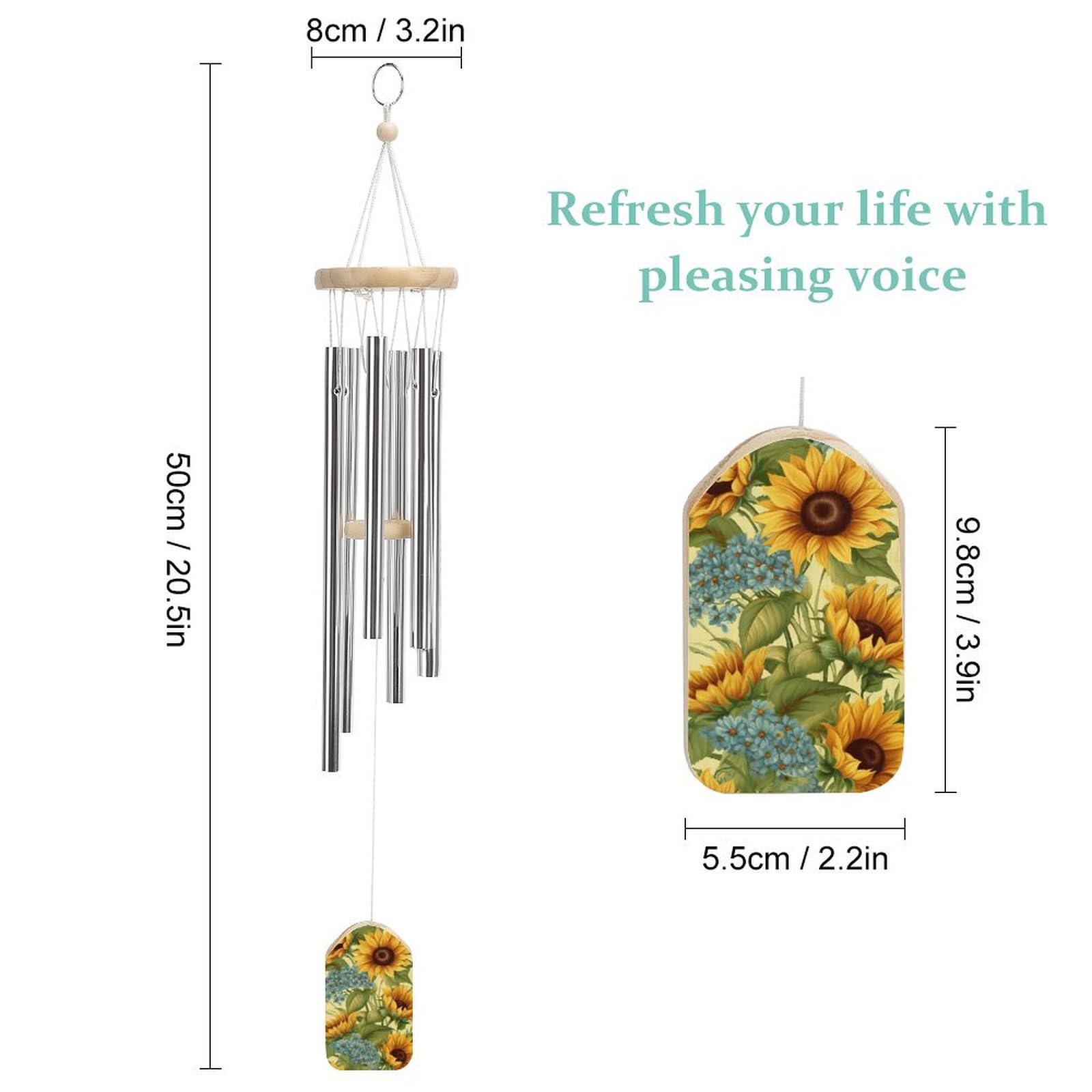 Outdoor Wind Chimes, Sunflowers Printed Wind Chimes,Simple Wind Chimes,Curtain Wind Chimes for Home Decoration
