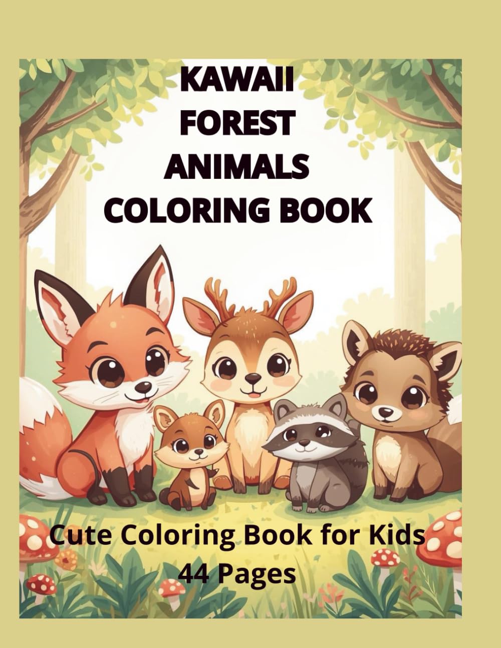 Kawaii Forest Animals Coloring Book: Cute Coloring Book for Kids 44 Pages