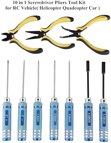 Miniatura 3 de Juego de herramientas RC 10IN1, juego de caja de destornillador, alicates hexagonales para helicópteros multirotores (kit de herramientas 10 en 1)