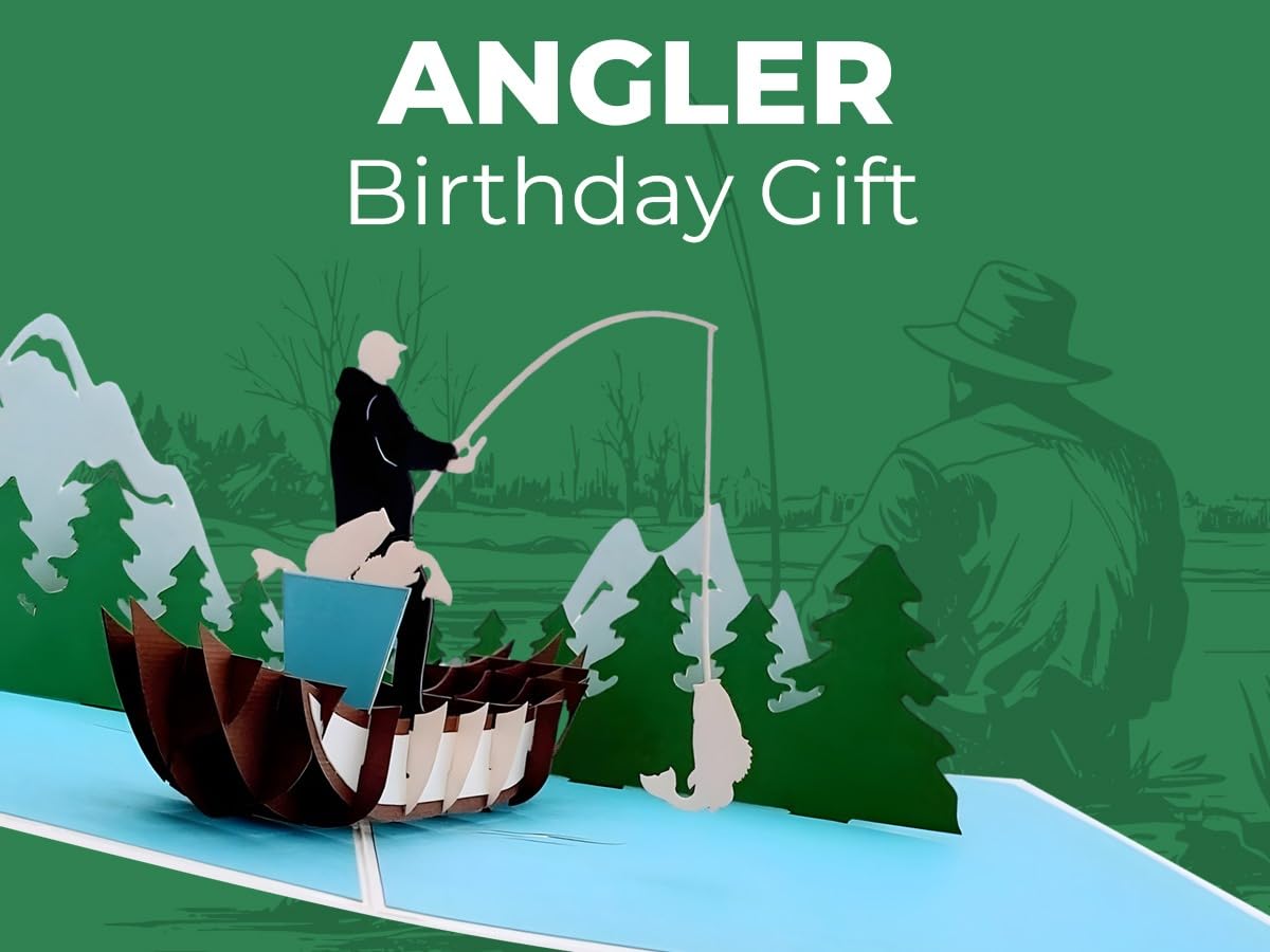 Liif Biglietto Di Auguri Pop-Up 3D Con Barca Da Pesca, Per Pensionamento, Festa Del Papà, Compleanno Uomo, Con Busta E Messaggio