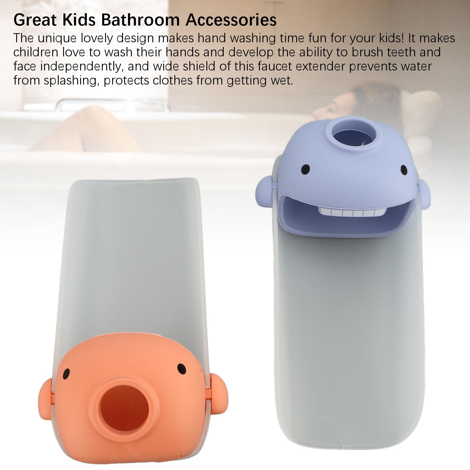 2Pcs Kids Faucet Extender for Hand Washing Cute Cartoon Shape Sink Faucet Extender for Bathroom Kitchen Bathtub Sink