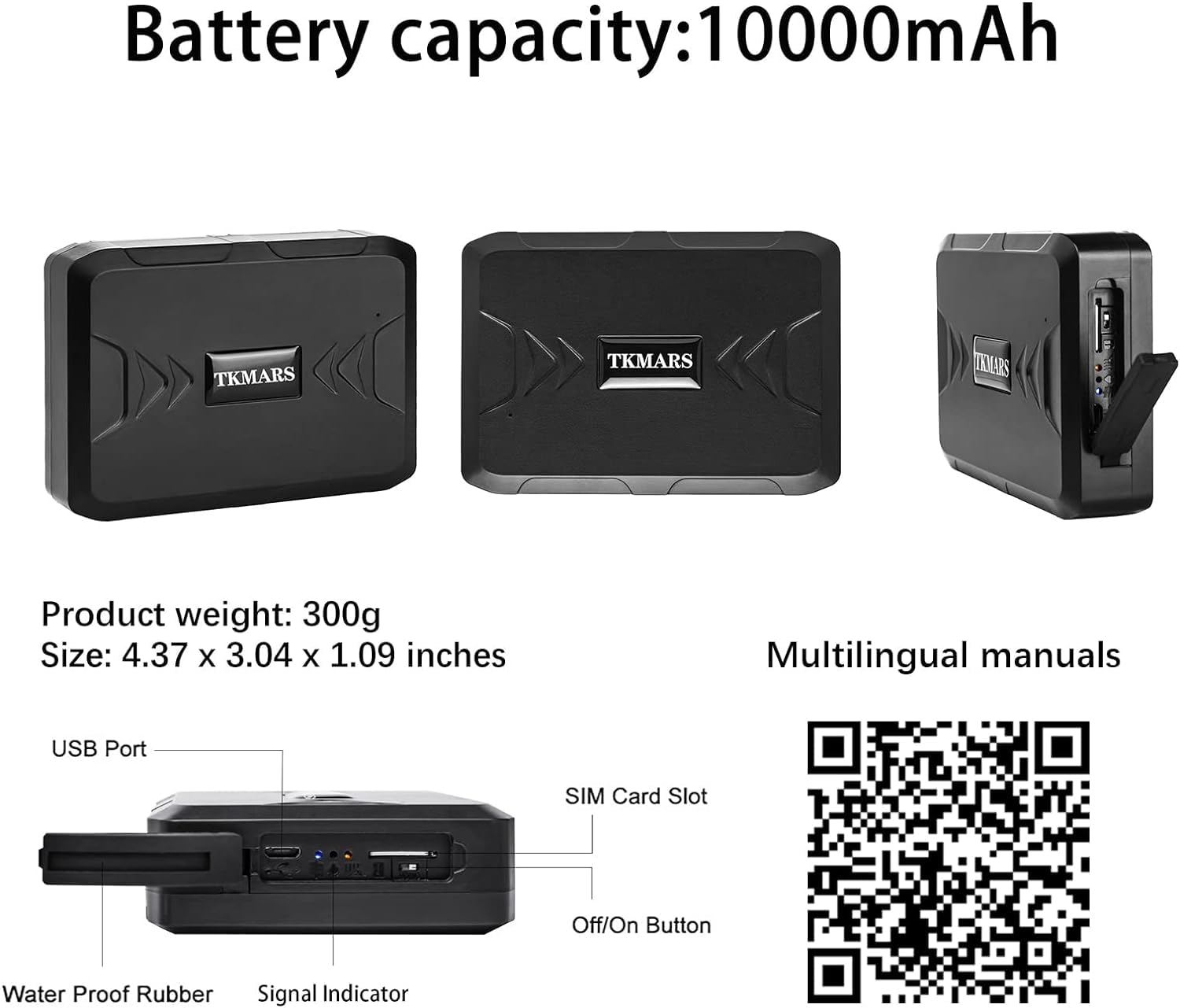 Localizzatore GPS per Auto 10000 mah, GPS Tracker di Localizzazione in Tempo Reale Impermeabile Geofence Antifurto in Standby da Lungo Tempo Adatto per Motocicli, Automobili TK916