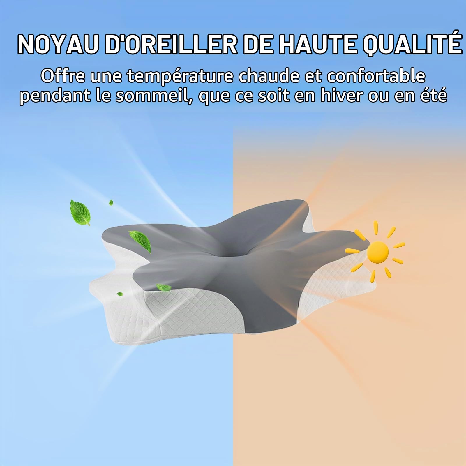 Oreiller Ergonomique Cervical, Oreiller Orthopédique à Mémoire de Forme pour la Nuque, Coussin de Soutien du Cou, Oreiller Cervicales Douloureuses, pour Dormir sur Le Côté et sur Le Dos