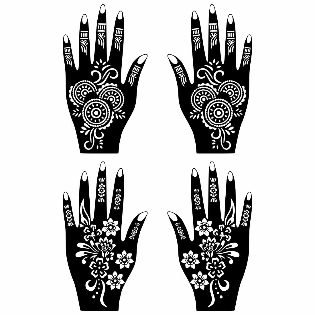 Temporary Tattoowala Ready to Apply Combo Mehndi Stencil Stickers for Hands & Arms for Female Palm & Finger Design Combo of 2-image-31