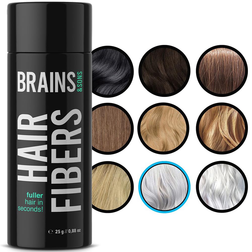Brains & Sons Hair Fiber Thickener + Instant Balding Concealer + 25g Grey Keratin Powder