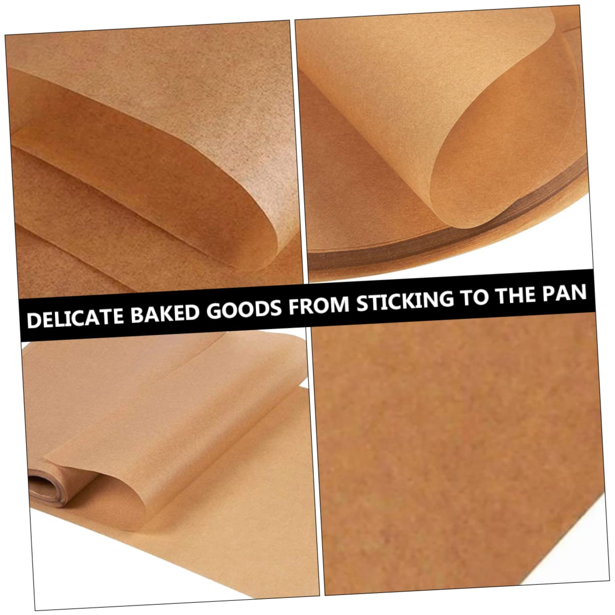 Papel Pergamino Marrón 200 Piezas de Pulpa de Madera para Hornear | Doble Cara Utilizable, Resistente a Altas Temperaturas, Antiadherente y Fácil de Limpiar
