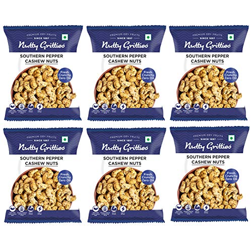 Image of Nutty Gritties Salted Cashews Nuts, Roasted Pepper ((Pack of 6 - Each 48g))