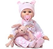 Reborn Baby Dolls Girl 22 Inch Realistic Silicone Baby Doll, Real Life Bebe Dolls Lifelike Handmade Soft Vinyl Cloth Body with Feeding Kit Toys Gifts for Kids 3+ (Lucia)