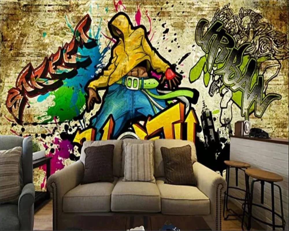 Custom Size Wall Murals,Retro Street Graffiti Personality Bar KTV?Removable Peel and Stick Self-Adhesive Wall Murals Large Photo Wallpaper