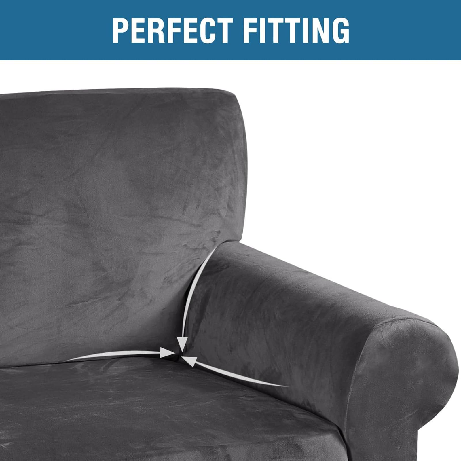 Sofabezug, Stretch Couch Bezug, Velvet Sofabezüge, Sofa Abdeckung rutschfest Möbelschutz Hussen Für Sofa, Couch, Sessel (Grau,2 Sitzer)