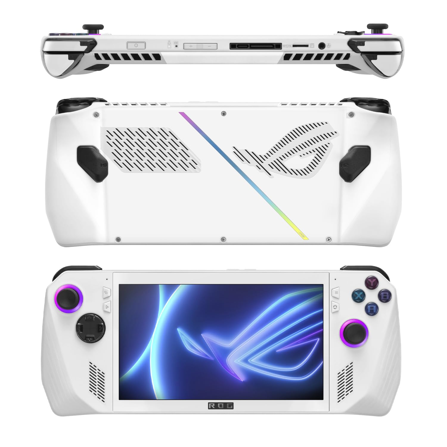 MightySkins Glossy Glitter Skin Compatible with Asus ROG Ally - Solid White | Protective, Durable High-Gloss Glitter Finish | Easy to Apply