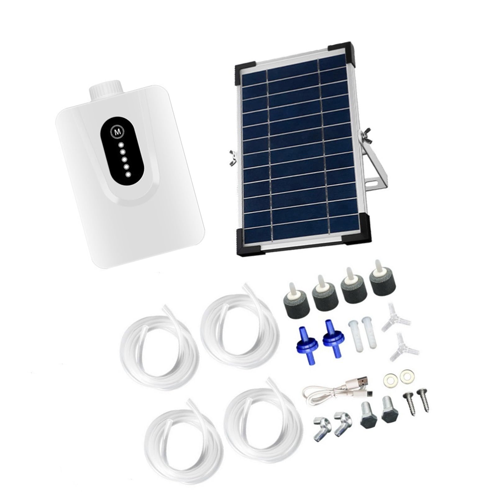 Aérateur solaire pour réservoirs comprenant 4 compresseurs d'air et une batterie de 6000 mAh fournissant de l'O2 24 fois par jour, quatre mille petits réservoirs sauvages, facile à organiser