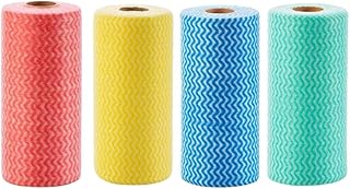 ALIKEE Asciugamani usa e getta per la cucina, in tessuto, come panni per stoviglie non tessuto, multiuso, lavabili e riutilizzabili (4 rotoli = 200 fogli)