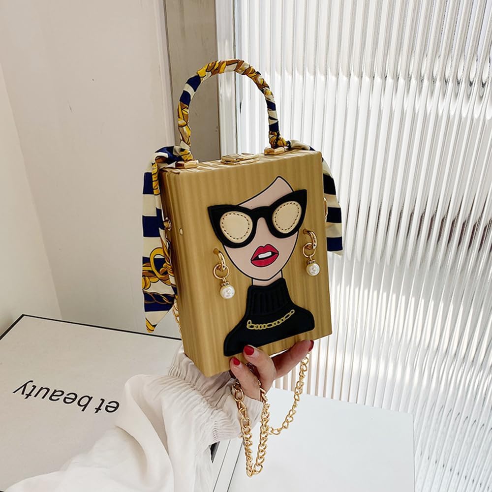 Novelty Unique 3D Lady Face PU Leather Top Handle Satchel Handbags for Women Funky Tote Purse Hobo Crossbody Shoulder bags