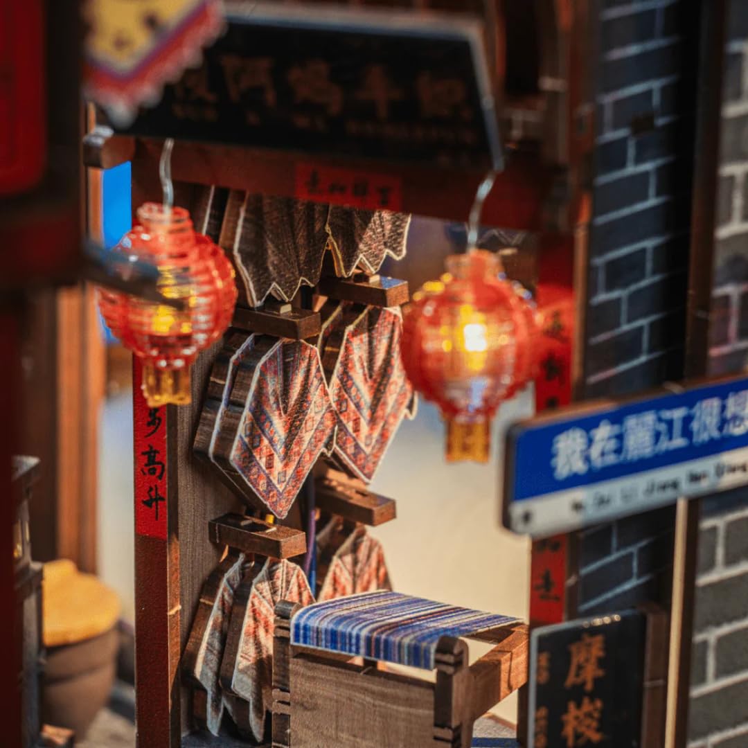 Anavrin Lijiang - Kit per angolo libro in legno 3D fai da te, per adulti, adolescenti e amanti dei libri, decorazione per libreria, regalo creativo per familiari, amici e anziani