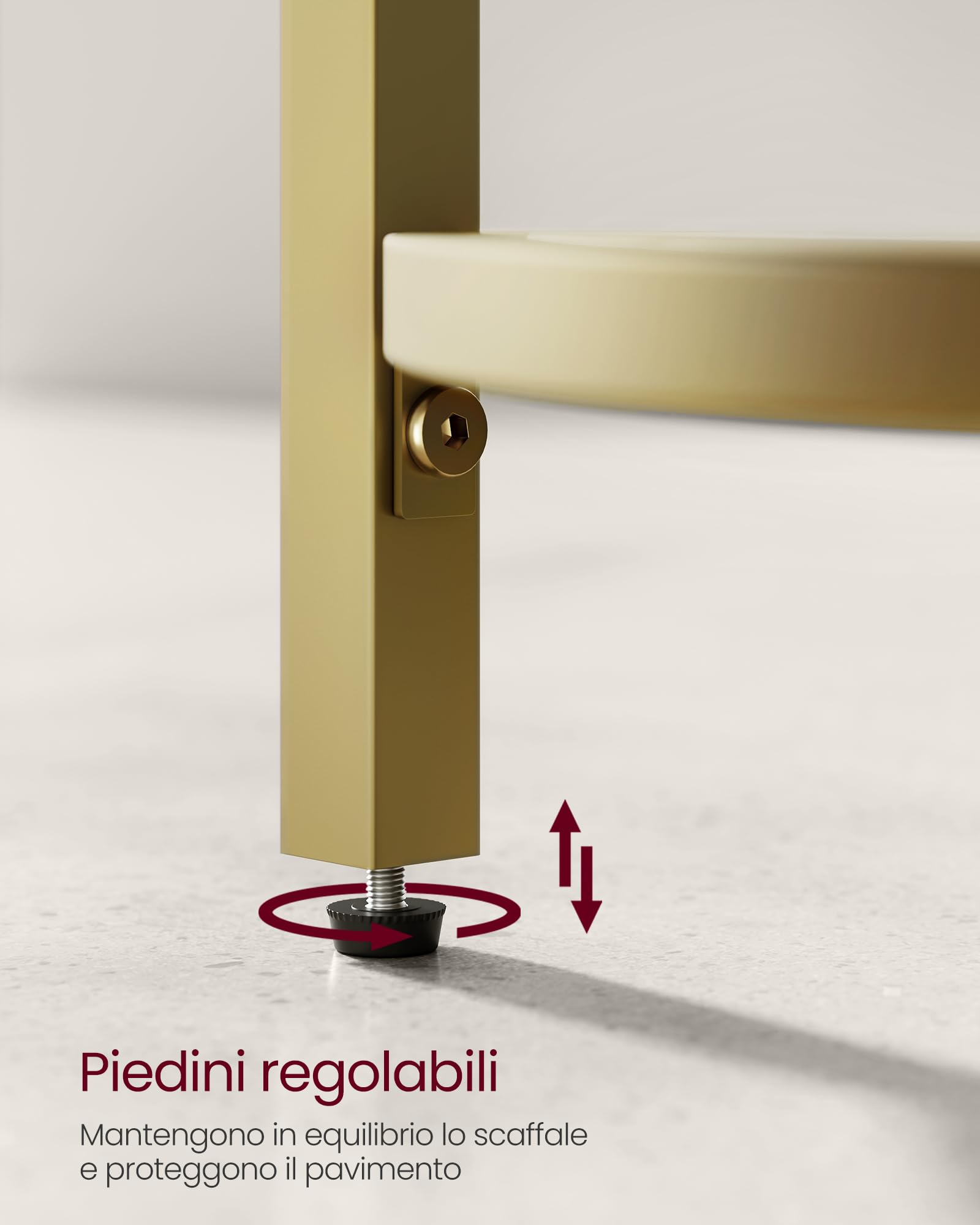 VASAGLE Libreria Angolare a 5 Livelli, Scaffale Porta Piante, Scaffale Dorato per Bagno, in Vetro Temperato, Struttura in Acciaio, Stile Moderno, per Soggiorno, Cucina, Oro Metallizzato LGT810A01