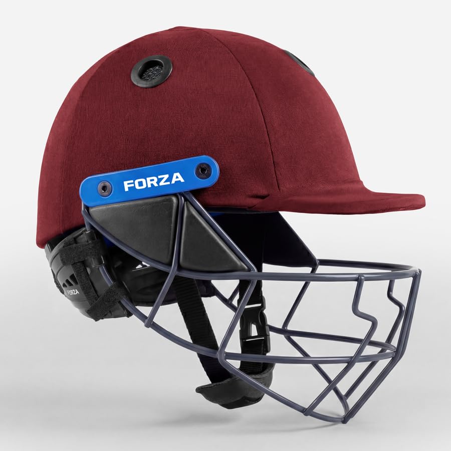 FORZA Pro STL Cricket Helmet - Proffesional Grade Cricket Helmet for Junior, Youth & Senior Players | 3 Sizes | Adjustable Cricket Helmets | 4 Color Options (Maroon, Large)