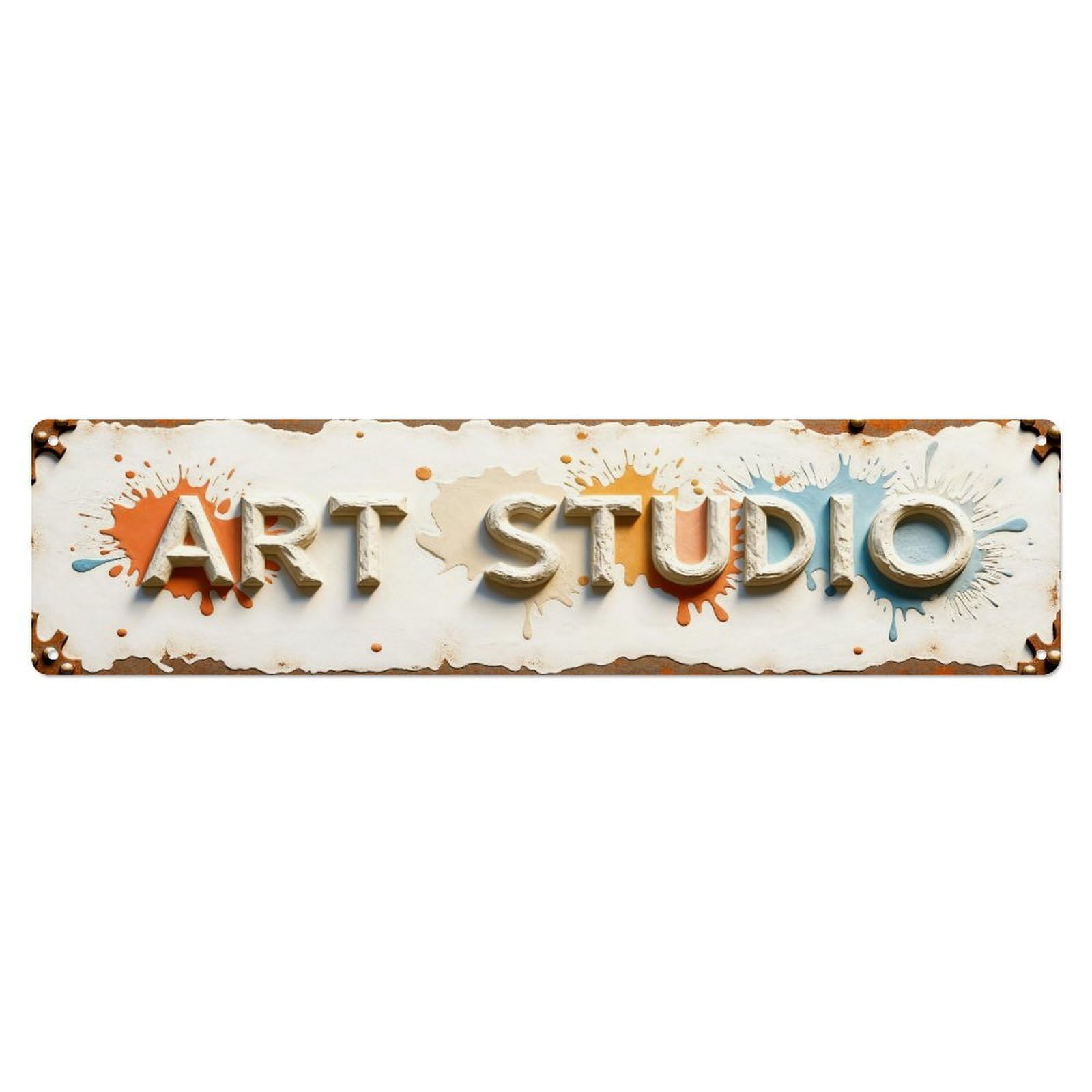 Art Studio Splash Design Pattern Metal Tin Sign Plaque