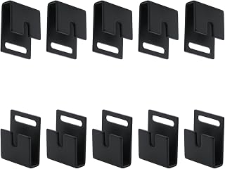T Tulead Wall Mounted Hooks Black U Hanger Hooks Iron Tile Holder Brackets Utility Fastener Brackets 1.38"×1.65", 10PCS with Mounting Screws
