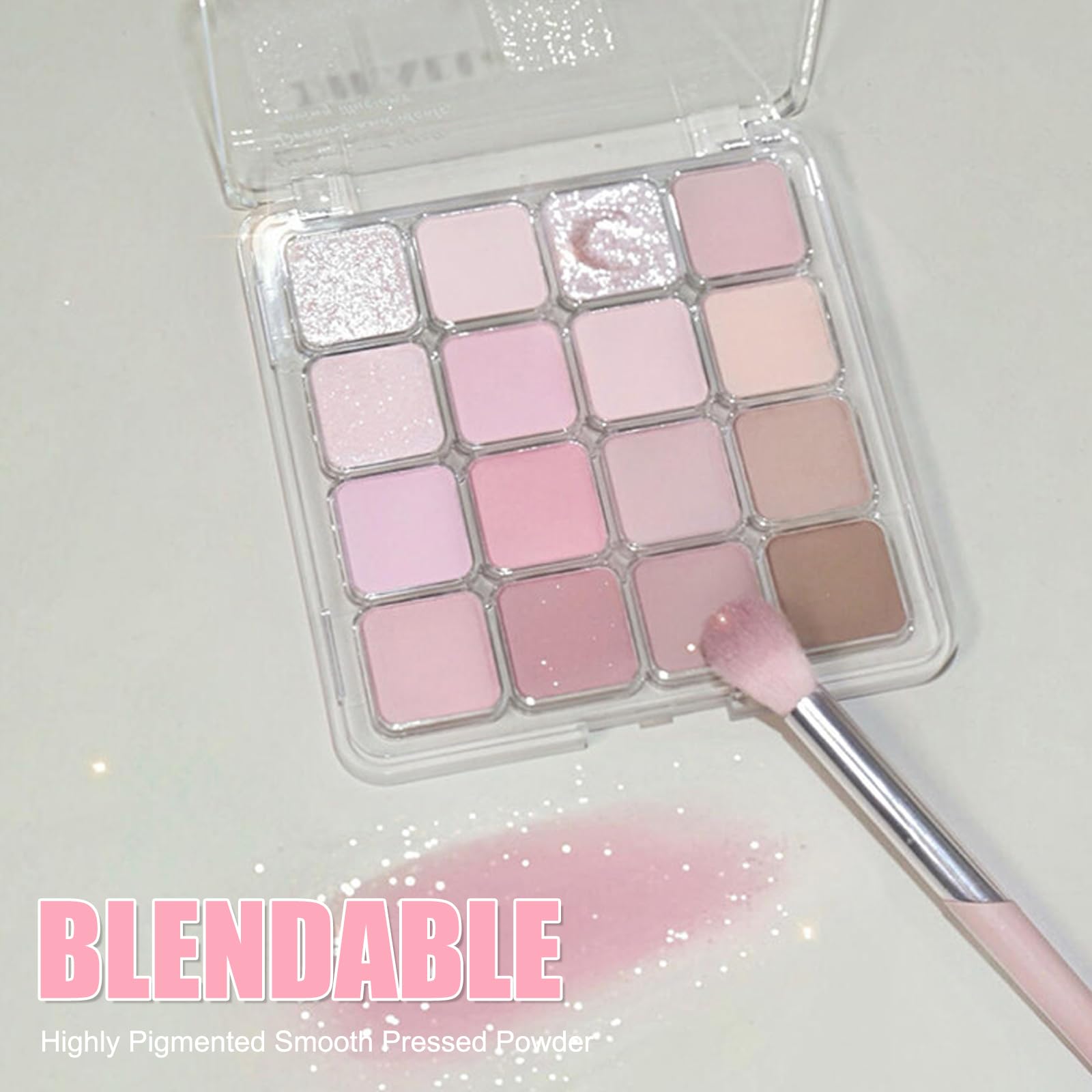 Pink Eyeshadow Palette, 16 Colors Glitter Matte Eye Shadow Pallets for Women Pink Brown Tones Smokey Eye Makeup Palette - Image 3