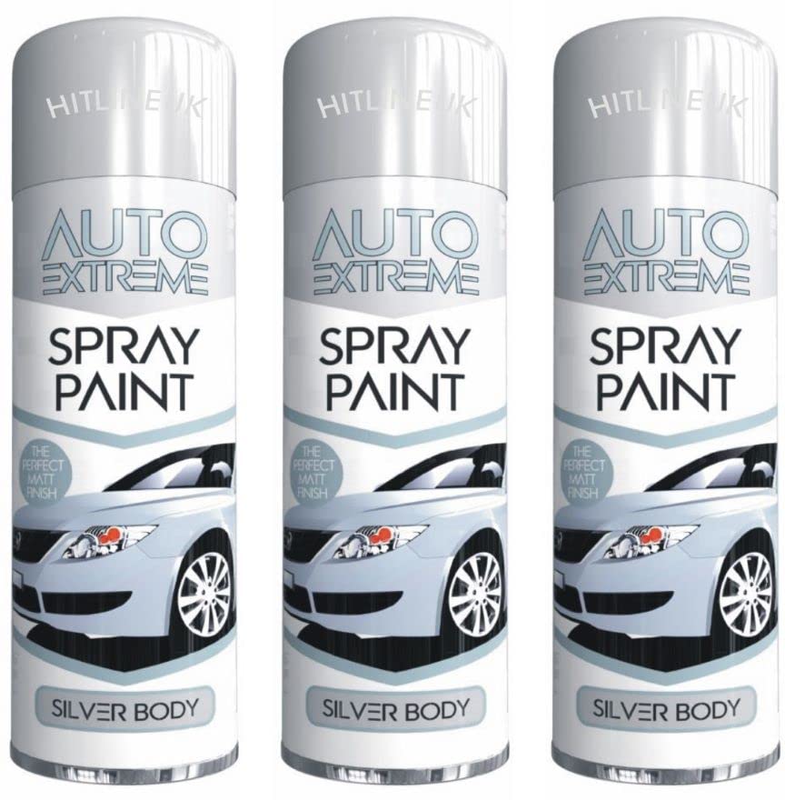 3 X Silver Spray Paint CAR Van All Purpose Metal Interior Exterior 250ML